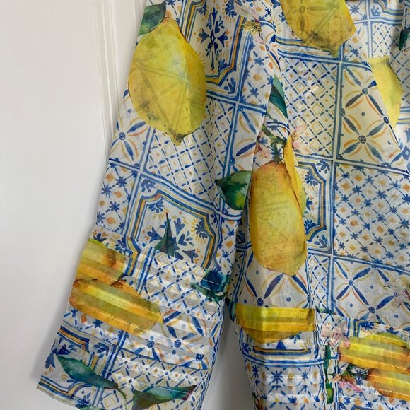 Orange Fashion Village Sheer 100% Polyester Jacket with Lemons - Picture 5 of 6